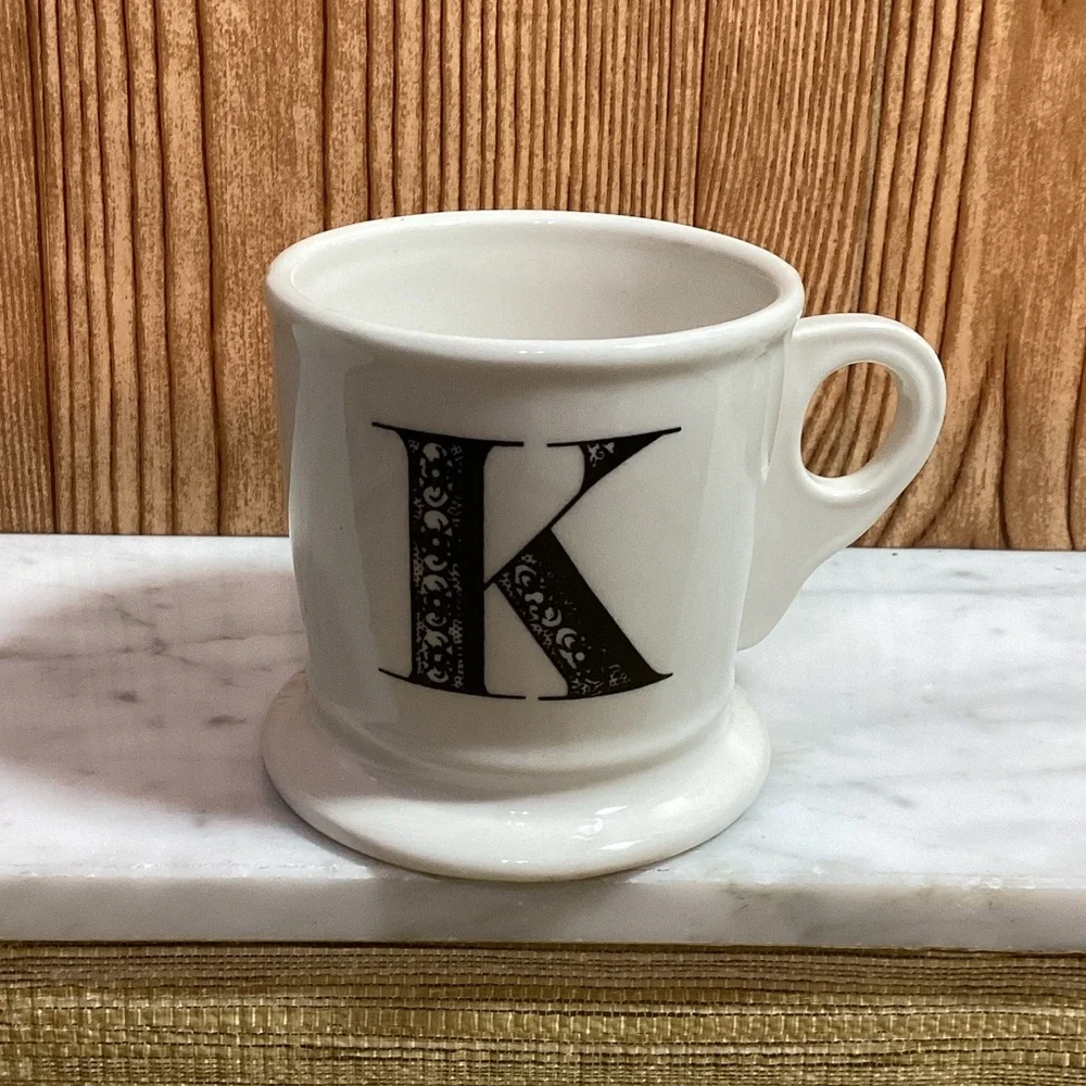 Anthropologie White Mug with Black Letter K